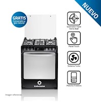 Cocina Indurama a gas NIZA ZAFIRO 5 Quemadores 30″ Negra